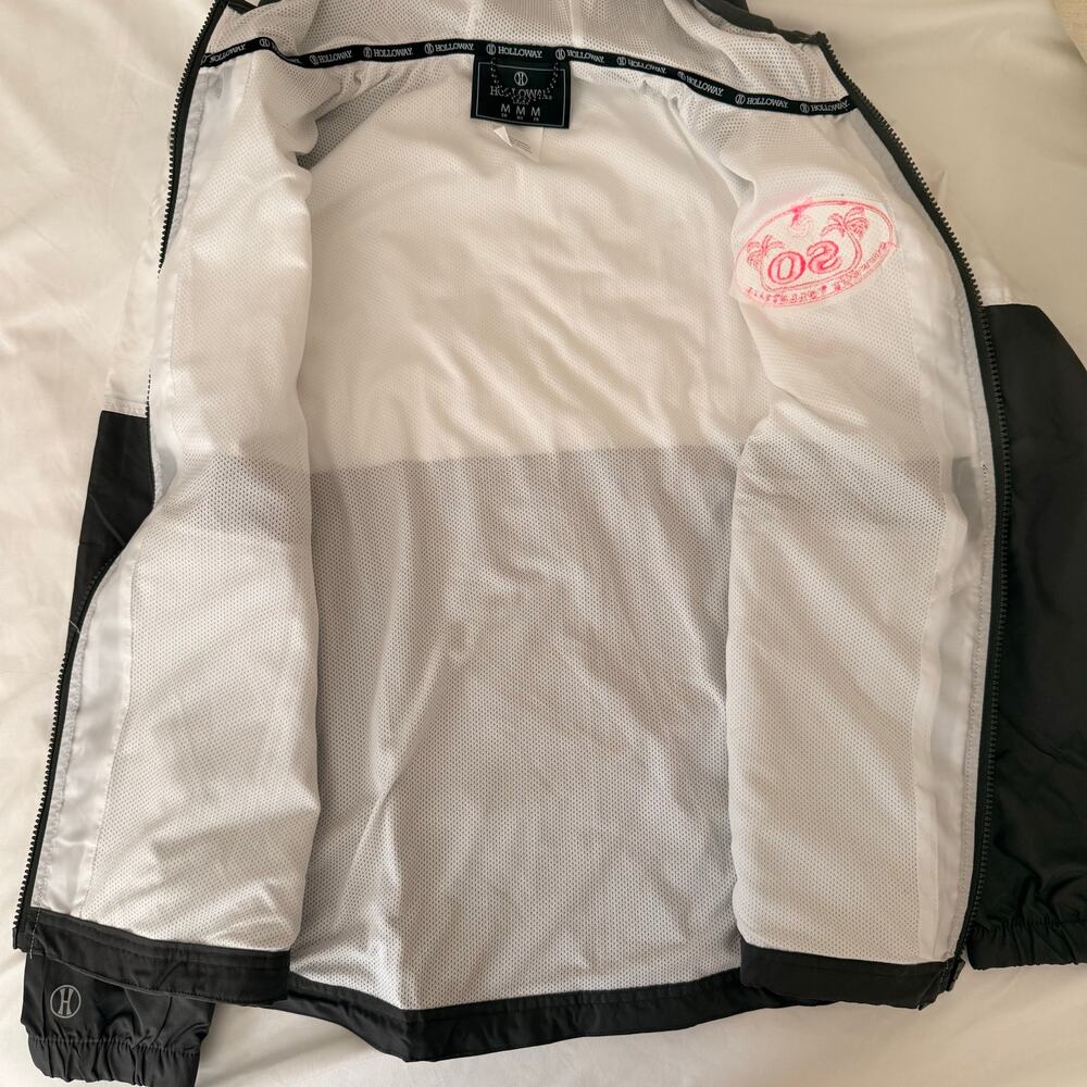 Holloway Women’s Rain Jacket M White Gray Hooded Windbreaker Pink Volleyball - Picture 11 of 12